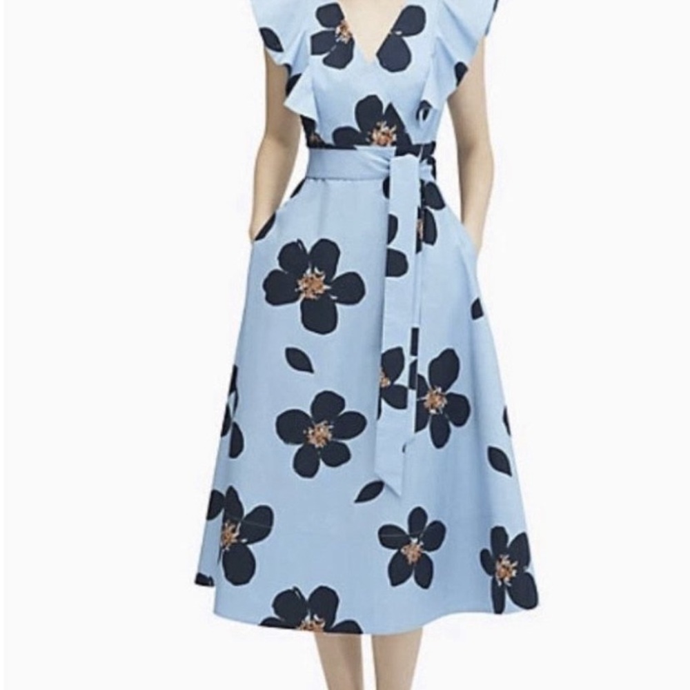 Kate Spade Grand Flora Poplin Midi Dress